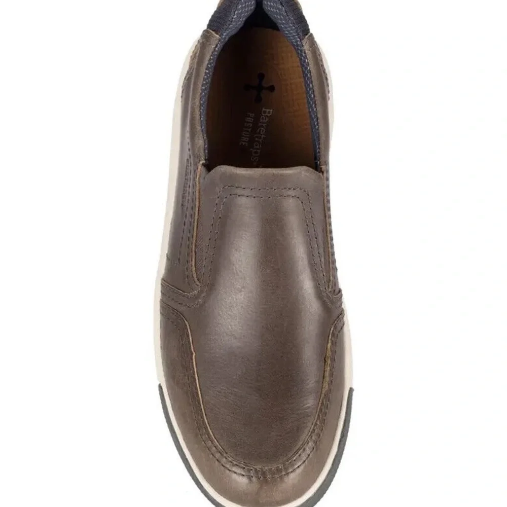 BARETRAPS Jarred Men's Leather Slip-on Sneaker size 8 Mahogany Mist Grey - NEW